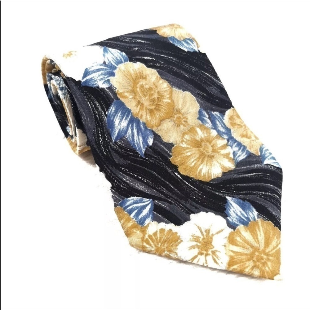 Braemore Necktie Mens Neck Tie 100% Silk Floral Made in Canada​​​​​​​​​​​​​​